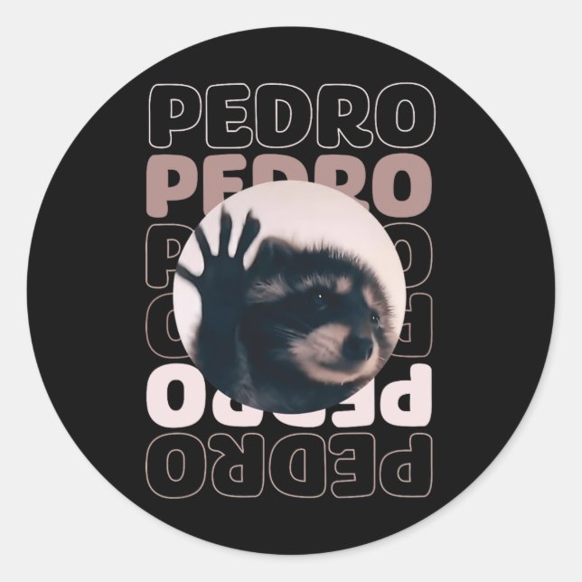 Pegatina Redonda Gracioso Pedro Viral Dancing Raccoon Meme Pedro (Anverso)