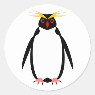 Pegatina Redonda Gracioso penguín de rockhopper o macaroni