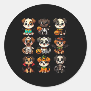 Pegatina Redonda Gracioso perro de Halloween Fantasma Calabaza Spoo