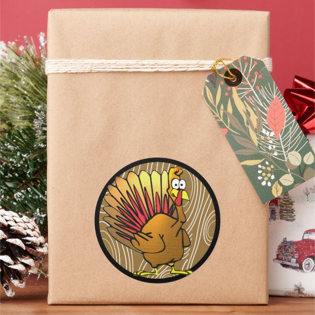 Pegatina Redonda Gracioso Personalizado Acción de Gracias Turquía (Vacaciones)