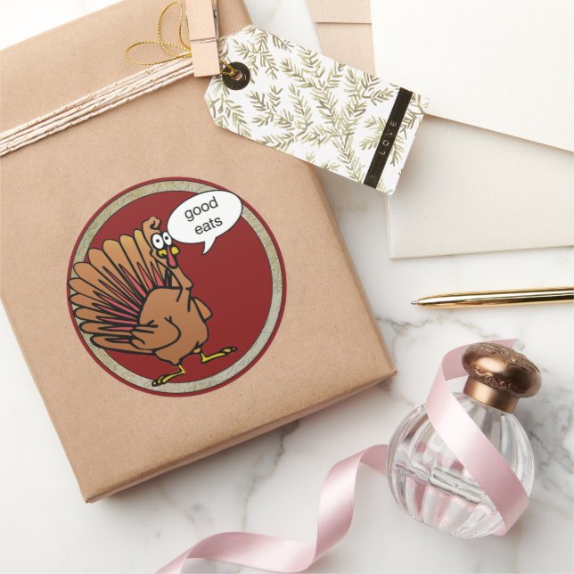 Pegatina Redonda Gracioso Personalizado Acción de Gracias Turquía (Regalar)