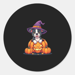 Pegatina Redonda Gracioso Pitbull Topkin Perro Halloween Halloween