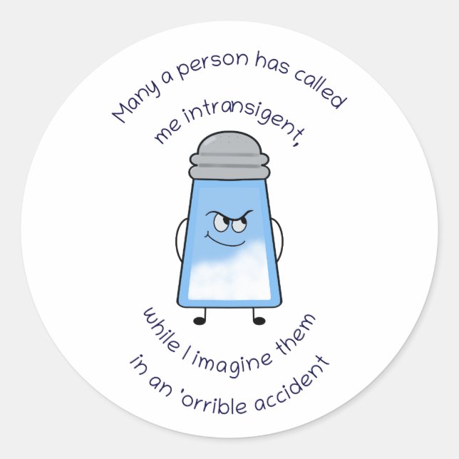 Pegatina Redonda Gracioso poema Salty Couplet Stick "'Accidente Orr (Anverso)