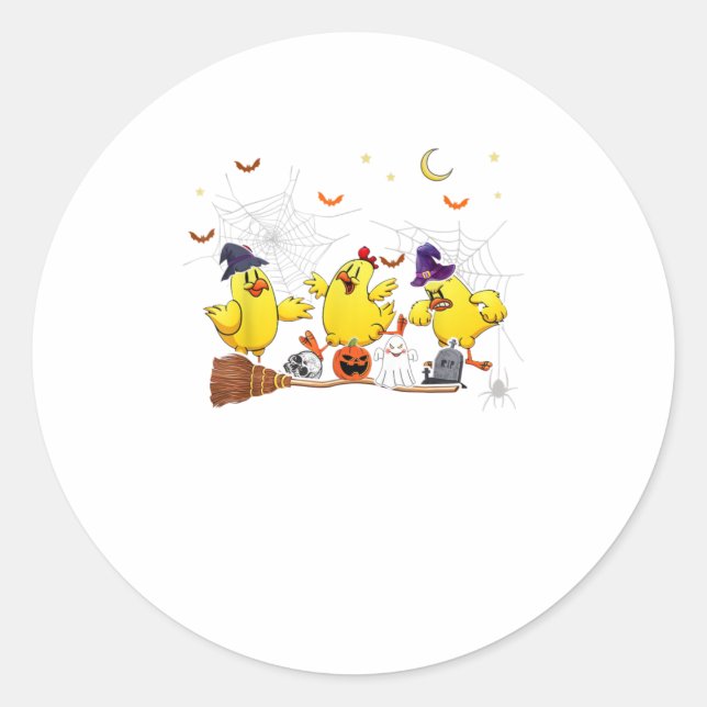 Pegatina Redonda Gracioso pollo brujo Halloween Chicken Lover (Anverso)