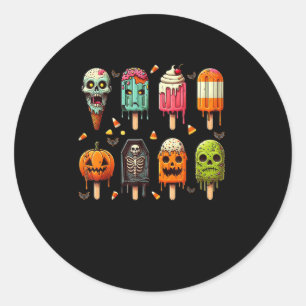 Pegatina Redonda Gracioso Popsicle Summer Horror Halloween IceCream