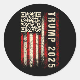 Pegatina Redonda Gracioso Qr Donald Trump bailando con el vídeo de