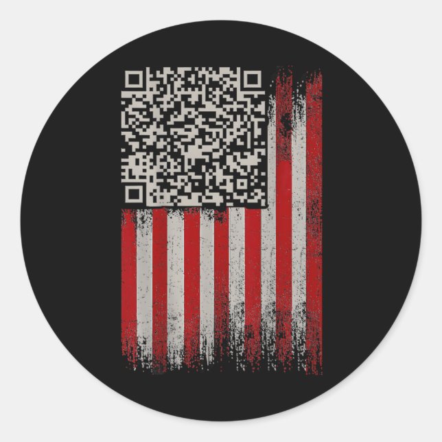Pegatina Redonda Gracioso Qr Trump con código de baile (Anverso)