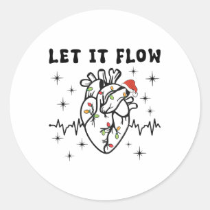 Pegatina Redonda Gracioso Que fluya Anatomía Corazón Enfermera Card