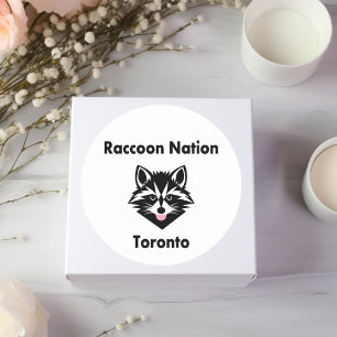 Pegatina Redonda Gracioso Raccoon Nation Toronto color claro