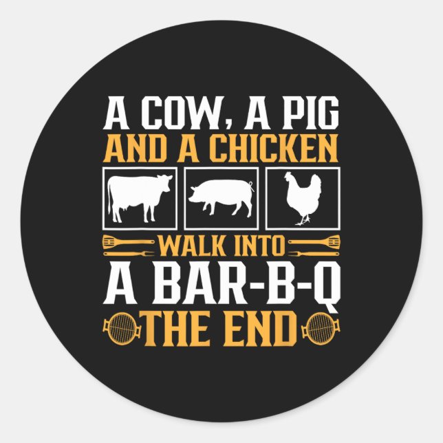 Pegatina Redonda Gracioso Rbecue Bbq Chiste Grill Lover Pitmaster G (Anverso)