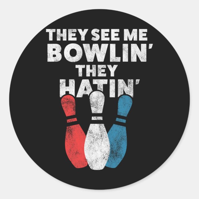 Pegatina Redonda Gracioso Regalo De Boliche Para Hombres, Mujeres O (Anverso)