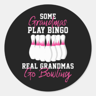 Pegatina Redonda Gracioso regalo de boliche para la abuela