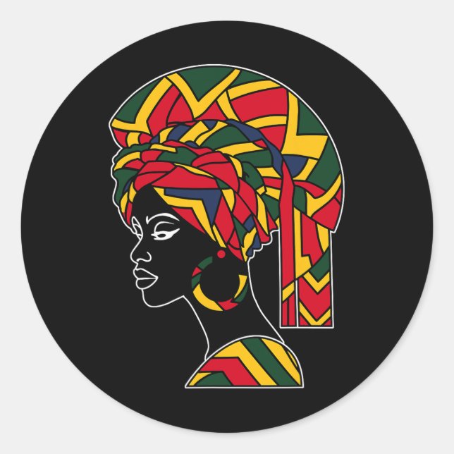 Pegatina Redonda Gracioso regalo de cabeza de tela de Kente para lo (Anverso)