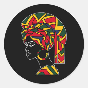 Pegatina Redonda Gracioso regalo de cabeza de tela de Kente para lo