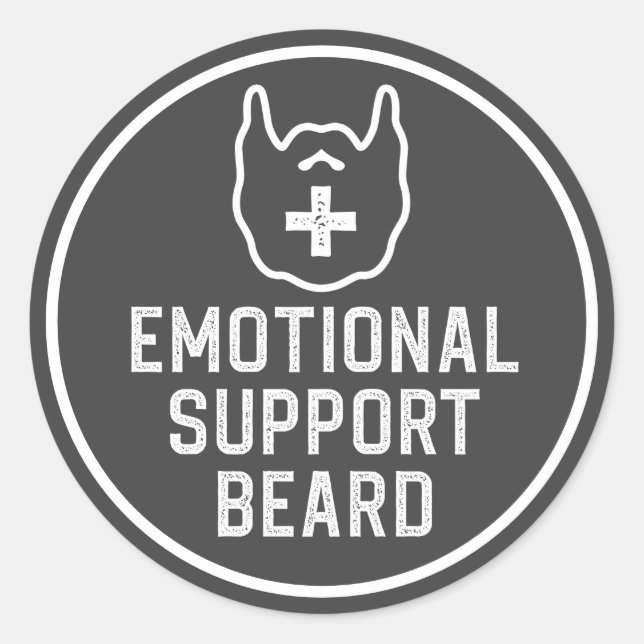 Pegatina Redonda Gracioso regalo de Chiste de barba de apoyo emocio (Anverso)