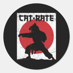 Pegatina Redonda Gracioso Regalo De Karate De Gato Para Artes Marci