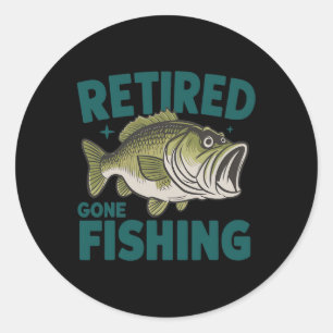 Pegatina Redonda Gracioso retiro de camisetas de pesca retiradas B
