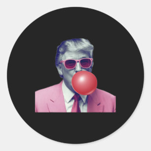 Pegatina Redonda Gracioso Rosa Donald Trump Bubble Gum Tee