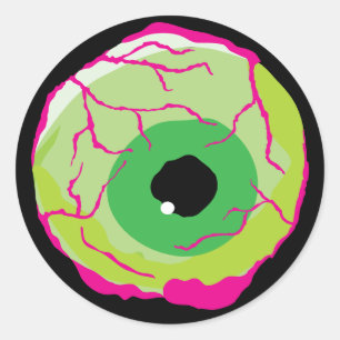 Pegatina Redonda Gracioso Scary Cute Spooky Funky Zombie Eyeball