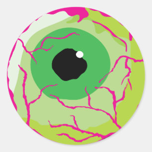 Pegatina Redonda Gracioso Scary Cute Spooky Zombie Eyeball