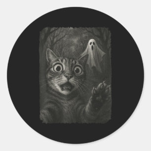 Pegatina Redonda Gracioso Selfie De Gato De Halloween Con Soky Cat