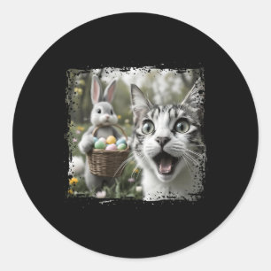 Pegatina Redonda Gracioso Selfie De Gato De Pascua Con Adultos Cone