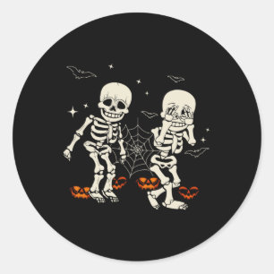 Pegatina Redonda Gracioso Skeleton Kids Griddy dance Halloween Tric