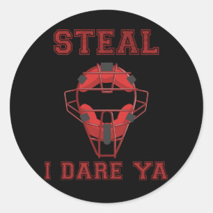 Pegatina Redonda Gracioso Softball Catcher Steel Humor Baseball