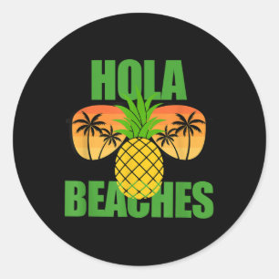 Pegatina Redonda Gracioso Summer Vacay Beach T Sun Gles Cruise Hola