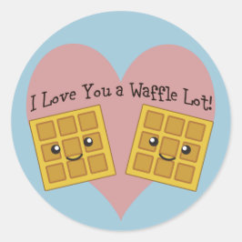 Pegatina Redonda Gracioso Te Amo Un Waffle Lot Cute Kawaii Waffles