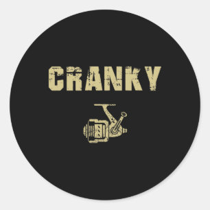 Pegatina Redonda Gracioso Tee De Pesca Para Hombres Cranky Funny