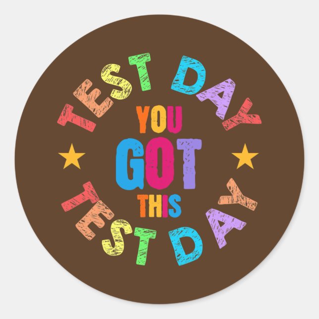 Pegatina Redonda Gracioso Test Day Crew Teacher Prueba Ideas School (Anverso)