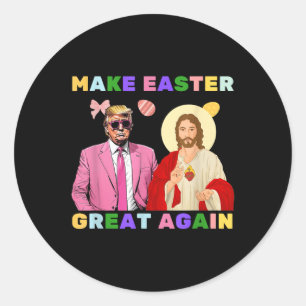 Pegatina Redonda Gracioso Trump Jesucristo Hacer Grande La Pascua D