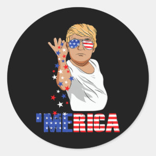 Pegatina Redonda Gracioso Trump Salt Merica Libertad 4 De Julio Reg
