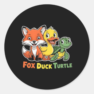 Pegatina Redonda Gracioso Trump sutil tortuga de pato de Fox