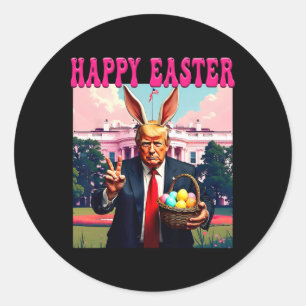 Pegatina Redonda Gracioso Trump Y Huevos De Pascua Hap De La Casa B