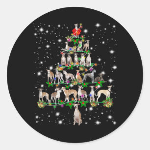 Pegatina Redonda Gracioso Whippet Christmas Tree Ornament Decour