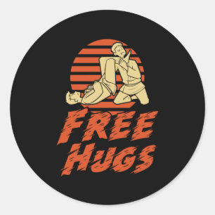 Pegatina Redonda Graciosos abrazos gratis - Jiu-Jitsu brasileño, re