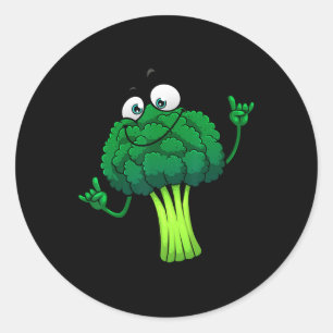 Pegatina Redonda Graciosos Diseños De Amante De Broccoli Para Hombr