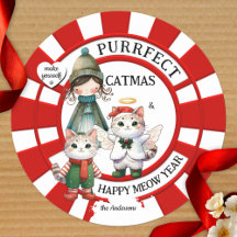 Graciosos gatos Locos Dama de Gatos Navidades Cute