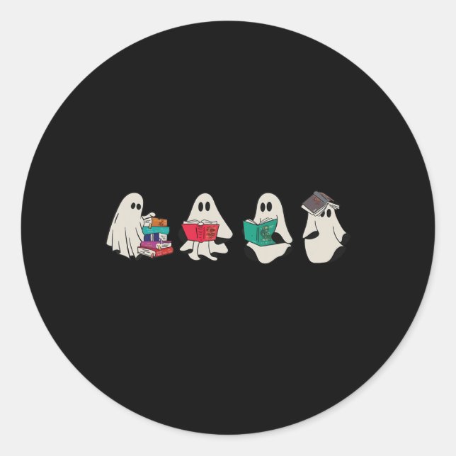 Pegatina Redonda Graciosos libros de lectura fantasma adoran espelu (Anverso)