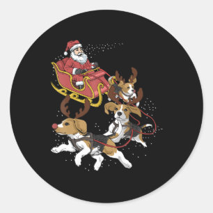 Pegatina Redonda Graciosos Navidades De Perro Beagle Regalo Por Per