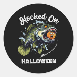 Pegatina Redonda Graciosos pescadores de Halloween hombres Zombie B