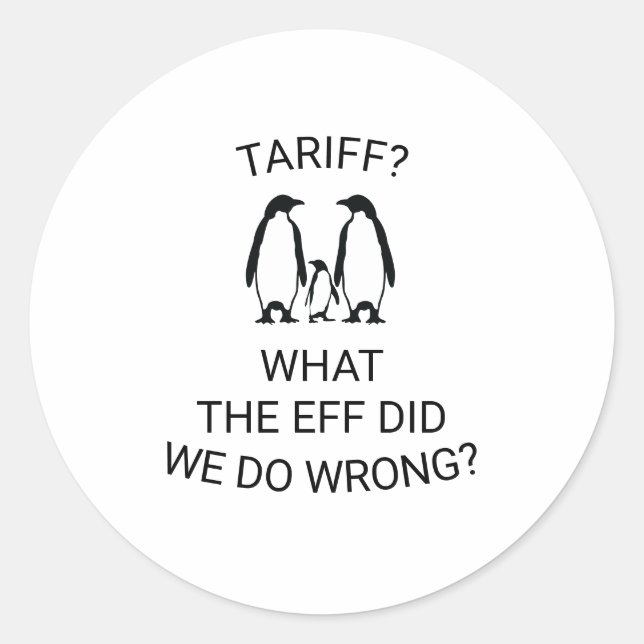 Pegatina Redonda Graciosos pingüinos arancelados (Anverso)