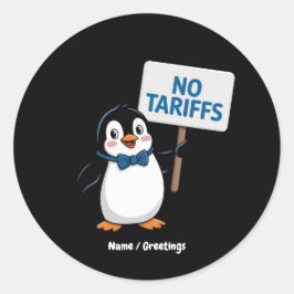 Pegatina Redonda Graciosos pingüinos SIN TARIFAS Impuestos divertid