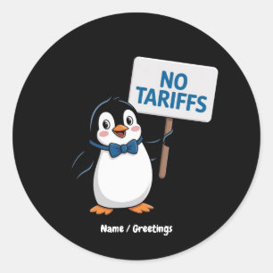 Pegatina Redonda Graciosos pingüinos SIN TARIFAS Impuestos divertid