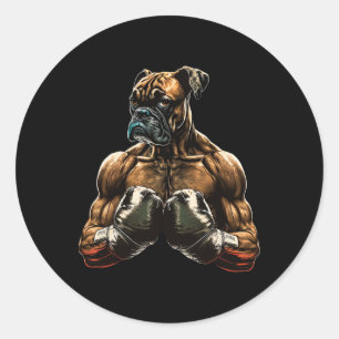 Pegatina Redonda Graciosos Regalos De Boxeo De Boxeo De Perro Para
