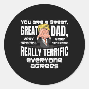 Pegatina Redonda Graciosos regalos de Donald Trump a padres de Navi