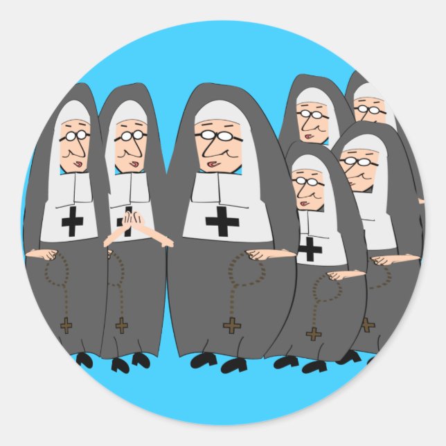 Pegatina Redonda Graciosos regalos "Grasa Nuns" para cualquier ocas (Anverso)