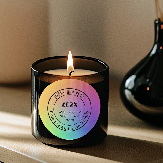 Pegatina Redonda Gradient Rainbow 3-in Happy New Year Round Sticker (Subido por el creador)